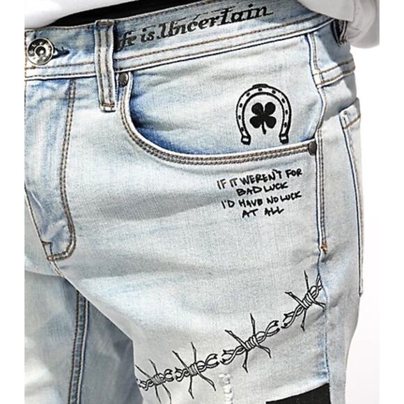 Ninth Hall Rogue Printed Light Aged Skinny Jeans Size 28 - Picture 5 of 16